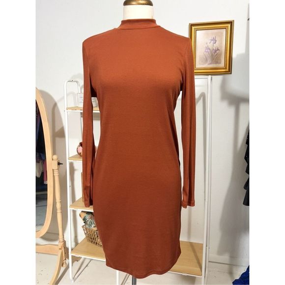 Boutique Dresses & Skirts - Rust Colored Boutique Backless Long Sleeve Mini Dress
